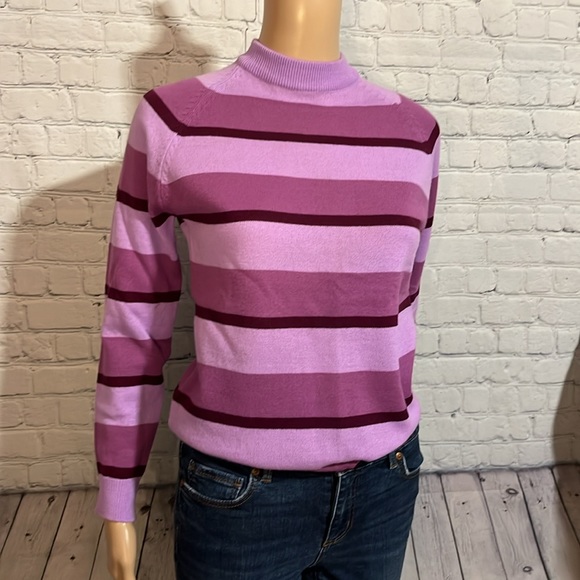 Purple Floral Print Acrylic Sweater